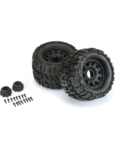 Pro-Line Wheels 3.8", Trencher X Tires, Raid H17 Black Wheels (2)