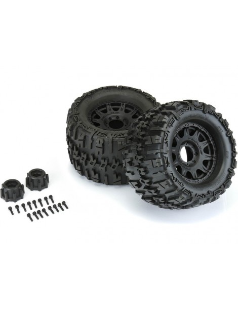 Pro-Line Wheels 3.8", Trencher X Tires, Raid H17 Black Wheels (2)
