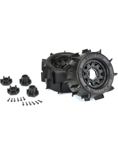Pro-Line Wheels 2.8", Sand Paw Tires, Raid H12 Black Wheels (2)