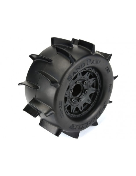 Pro-Line Wheels 2.8", Sand Paw Tires, Raid H12 Black Wheels (2)