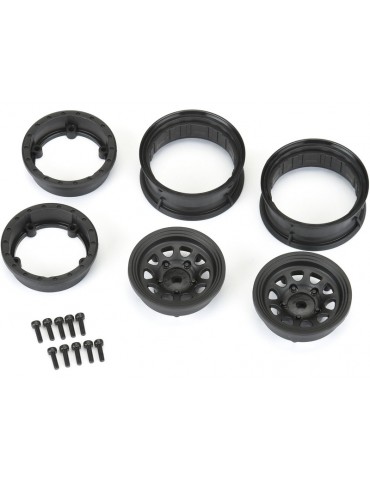 Pro-Line Wheels 1.55" Keystone Front/Rear H12 Rock Crawler Black (2)