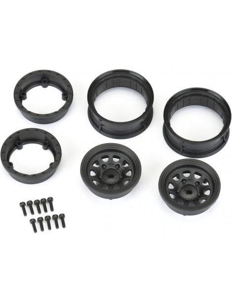 Pro-Line Wheels 1.55" Keystone Front/Rear H12 Rock Crawler Black (2)