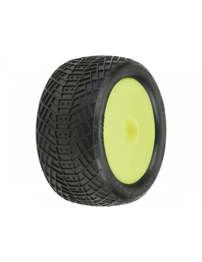 Pro-Line Wheels 2.2", Positron MC Buggy Rear Tires, Velocity H12 Yellow Wheels (2)