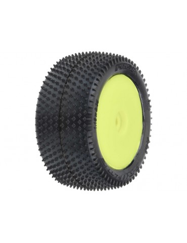 Pro-Line Wheels 1/18, Prism Carpet Mini-B Rear Tires, H8 Yellow Wheels (2) (Losi Mini-B)