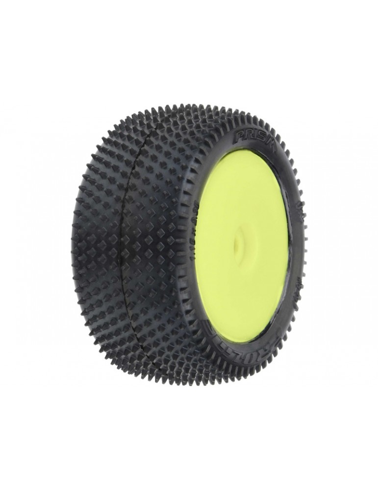 Pro-Line Wheels 1/18, Prism Carpet Mini-B Rear Tires, H8 Yellow Wheels (2) (Losi Mini-B)