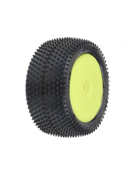 Pro-Line Wheels 1/18, Prism Carpet Mini-B Rear Tires, H8 Yellow Wheels (2) (Losi Mini-B)