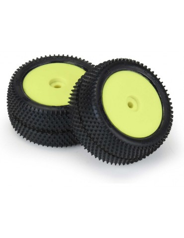 Pro-Line Wheels 1/18, Prism Carpet Mini-B Rear Tires, H8 Yellow Wheels (2) (Losi Mini-B)
