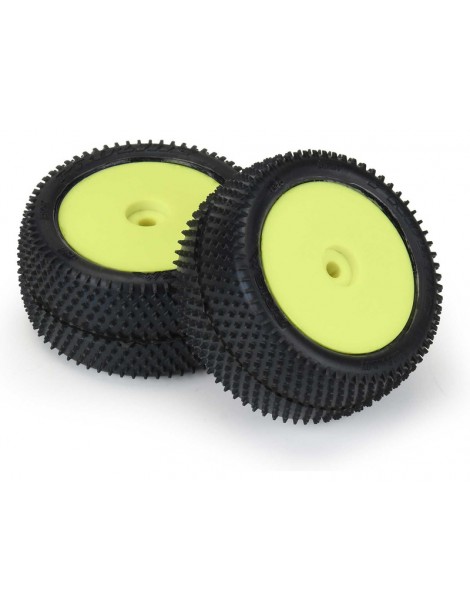 Pro-Line Wheels 1/18, Prism Carpet Mini-B Rear Tires, H8 Yellow Wheels (2) (Losi Mini-B)
