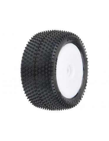 Pro-Line Wheels 1/18, Prism Carpet Mini-B Rear Tires, H8 White Wheels (2) (Losi Mini-B)