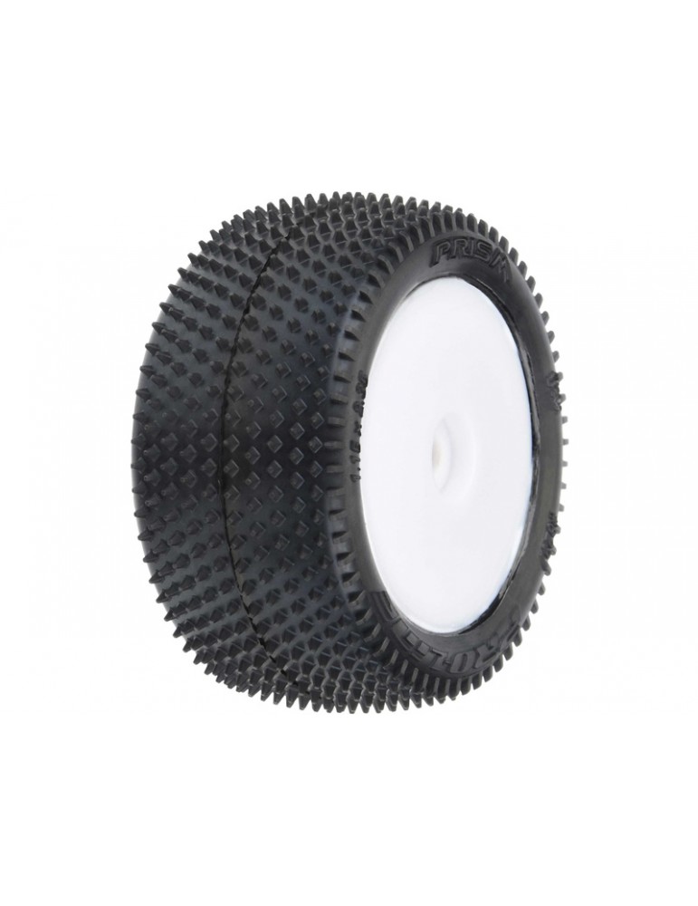 Pro-Line Wheels 1/18, Prism Carpet Mini-B Rear Tires, H8 White Wheels (2) (Losi Mini-B)