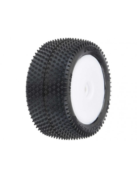 Pro-Line Wheels 1/18, Prism Carpet Mini-B Rear Tires, H8 White Wheels (2) (Losi Mini-B)