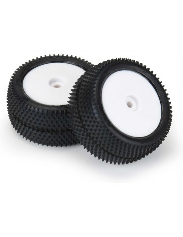 Pro-Line Wheels 1/18, Prism Carpet Mini-B Rear Tires, H8 White Wheels (2) (Losi Mini-B)
