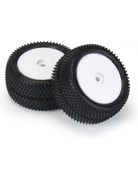 Pro-Line Wheels 1/18, Prism Carpet Mini-B Rear Tires, H8 White Wheels (2) (Losi Mini-B)