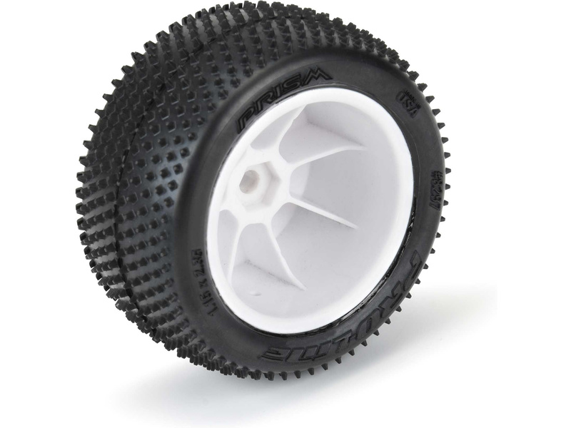 Pro-Line Wheels 1/18, Prism Carpet Mini-B Rear Tires, H8 White Wheels
