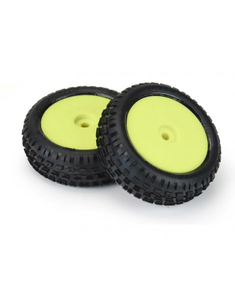 Pro-Line Wheels 1/18, Wedge Carpet Mini-B Front Tires, H8 Yellow Wheels (2) (Losi Mini-B)