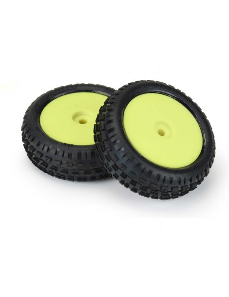 Pro-Line Wheels 1/18, Wedge Carpet Mini-B Front Tires, H8 Yellow Wheels (2) (Losi Mini-B)