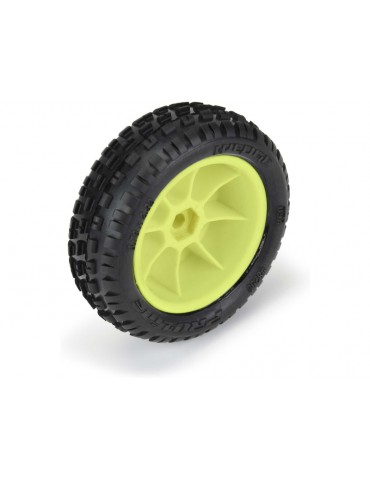 Pro-Line Wheels 1/18, Wedge Carpet Mini-B Front Tires, H8 Yellow Wheels (2) (Losi Mini-B)