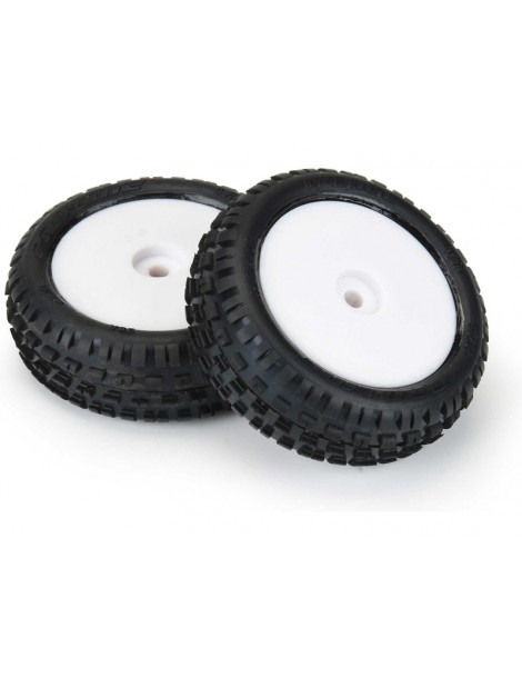 Pro-Line Wheels 1/18, Wedge Carpet Mini-B Front Tires, H8 White Wheels (2) (Losi Mini-B)