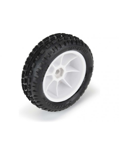 Pro-Line Wheels 1/18, Wedge Carpet Mini-B Front Tires, H8 White Wheels (2) (Losi Mini-B)