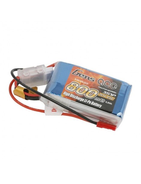 GensAce LiPo 800mAh 11.1V 45C 3S1P battery