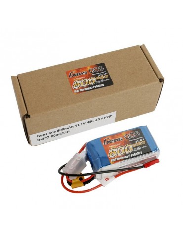 GensAce LiPo 800mAh 11.1V 45C 3S1P battery