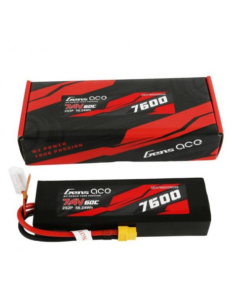 Gens Ace 7600mAh 7.4V 60C 2S2P LiPo akumuliatorius su XT60 jungtimi