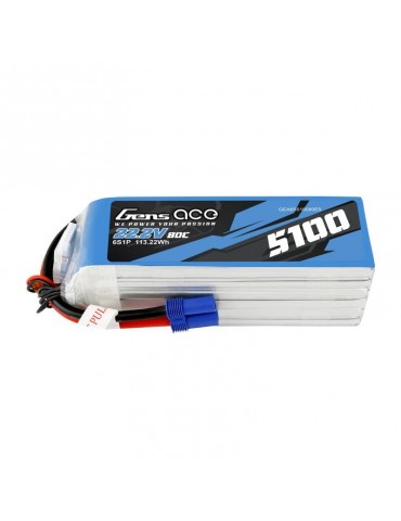 GensAce 5100mAh 22.2V 80C 6S1P EC5 battery