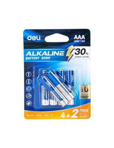 Deli Alkaline batteries AAA LR03 4+2pcs