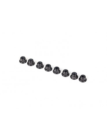Traxxas Nuts, 3mm nylon locking, flanged, black (8)