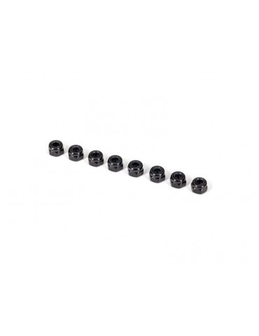 Traxxas Nuts, 3mm nylon locking, black (8)