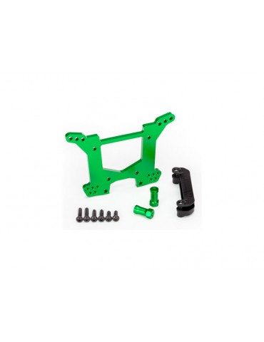 Traxxas Shock tower, rear, 7075-T6 aluminum (green-anodized) / body mount bracket