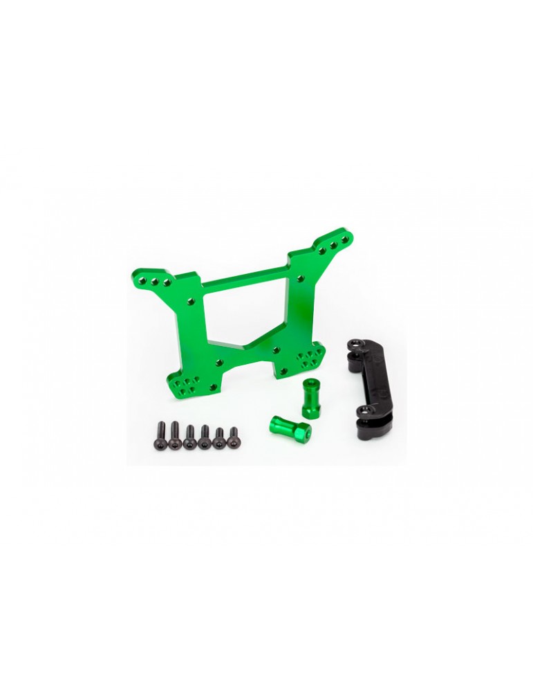 Traxxas Shock tower, rear, 7075-T6 aluminum (green-anodized) / body mount bracket