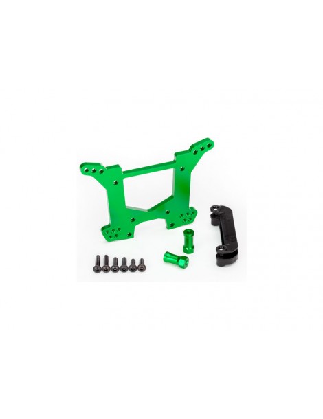 Traxxas Shock tower, rear, 7075-T6 aluminum (green-anodized) / body mount bracket