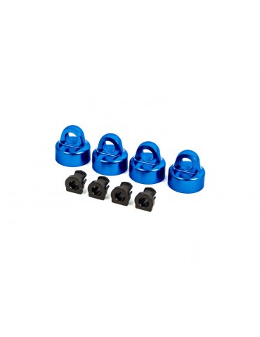 Traxxas Shock caps, aluminum (blue-anodized), GT-Maxx shocks (4)/ spacers (4) (for Sledge)