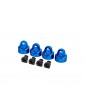 Traxxas Shock caps, aluminum (blue-anodized), GT-Maxx shocks (4)/ spacers (4) (for Sledge)