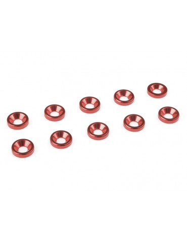 Washer for M3 Flat Head Screws OD 8mm Aluminium Red (10)