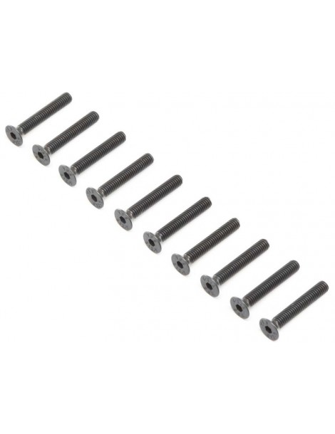Losi Flat Head Screws, Steel, Black Oxide, M4x25mm (10)