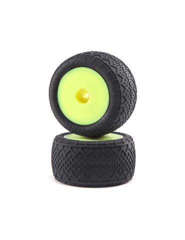 Losi 1/18 BK Bar Front/Rear 1.4 Pre-Mounted Tires, 12mm Hex, Yellow: Mini-T 2.0