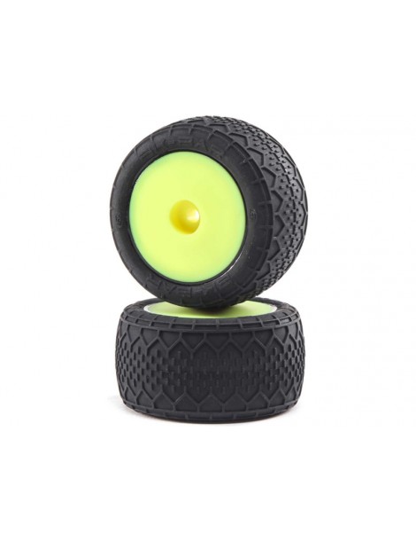 Losi 1/18 BK Bar Front/Rear 1.4 Pre-Mounted Tires, 12mm Hex, Yellow: Mini-T 2.0
