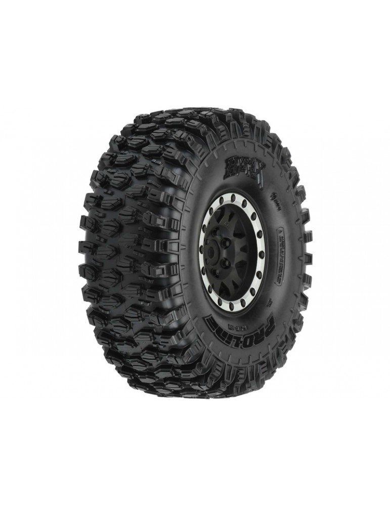 Pro-Line Wheels 1.9", Hyrax Predator Tires, Impulse H12 Black/Silver Wheels (2)
