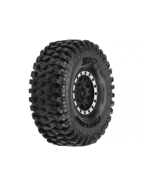 Pro-Line Wheels 1.9", Hyrax Predator Tires, Impulse H12 Black/Silver Wheels (2)