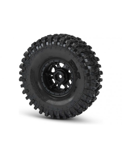 Pro-Line Wheels 1.9", Hyrax Predator Tires, Impulse H12 Black/Silver Wheels (2)