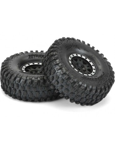 Pro-Line Wheels 1.9", Hyrax Predator Tires, Impulse H12 Black/Silver Wheels (2)