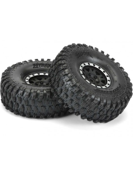 Pro-Line Wheels 1.9", Hyrax Predator Tires, Impulse H12 Black/Silver Wheels (2)