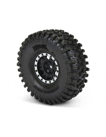 Pro-Line Wheels 1.9", Hyrax Predator Tires, Impulse H12 Black/Silver Wheels (2)