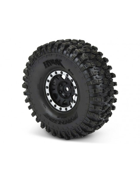 Pro-Line Wheels 1.9", Hyrax Predator Tires, Impulse H12 Black/Silver Wheels (2)