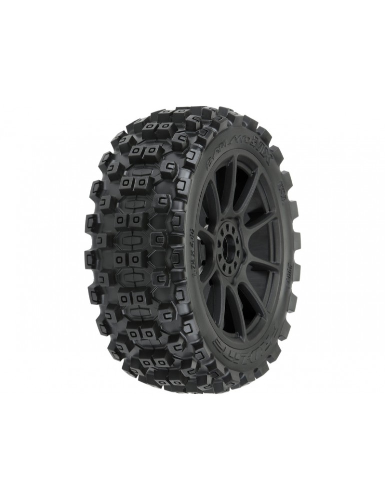 Pro-Line Wheels 3.3", Badlands MX M2 Buggy Tires, Mach 10 H17mm Black Wheels (2)