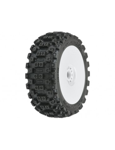 Pro-Line Wheels 3.3", Badlands MX M2 Buggy Tires, H17 White Wheels (2)