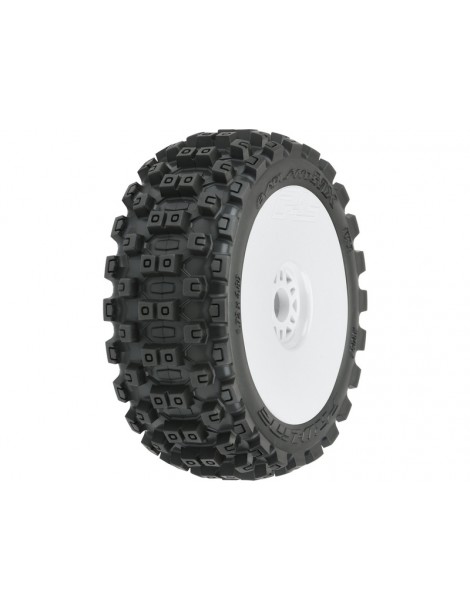 Pro-Line Wheels 3.3", Badlands MX M2 Buggy Tires, H17 White Wheels (2)