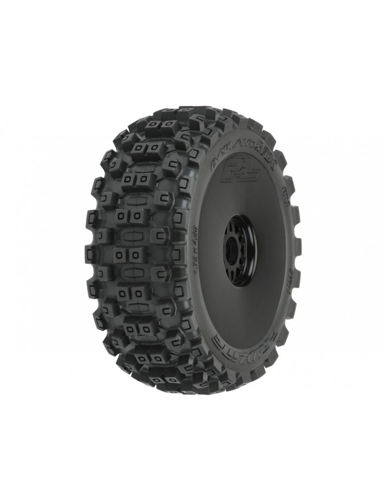 Pro-Line Wheels 3.3", Badlands MX M2 Buggy Tires, H17 Black Wheels (2)